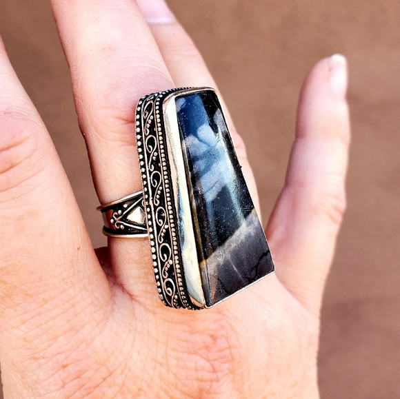 New Oversized Picasso Jasper 925 Silver Ring. - Picture 5 of 16